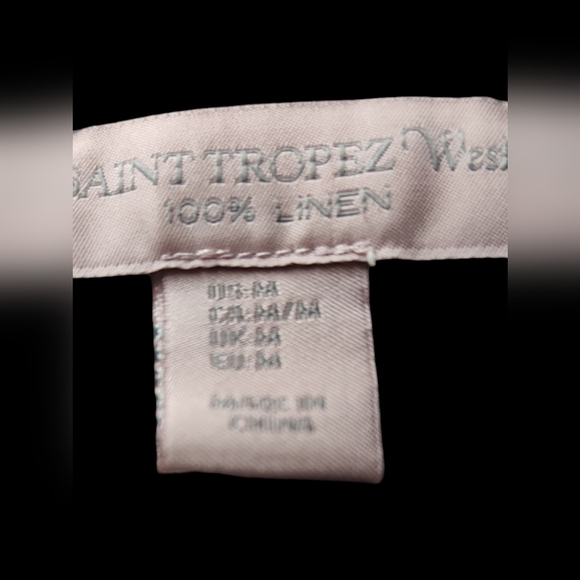 St. Tropez M Linen V Neck Blouse - Picture 3 of 4
